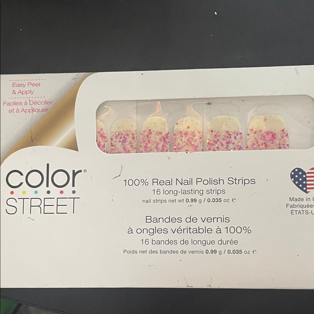Color Street Pink and White Glitter Nail Strips